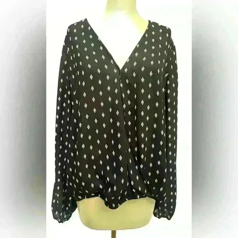Deep Blue V-Neck Surplice Style Blouse Size XXL NWOT